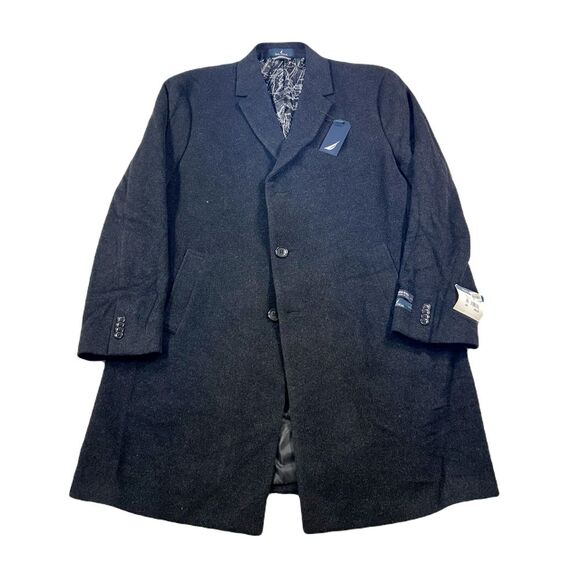 Nautica Wool Cashmere‎ Blend Overcoat Mens 46R XL Charcoal Grey Classic $450 - Picture 1 of 11